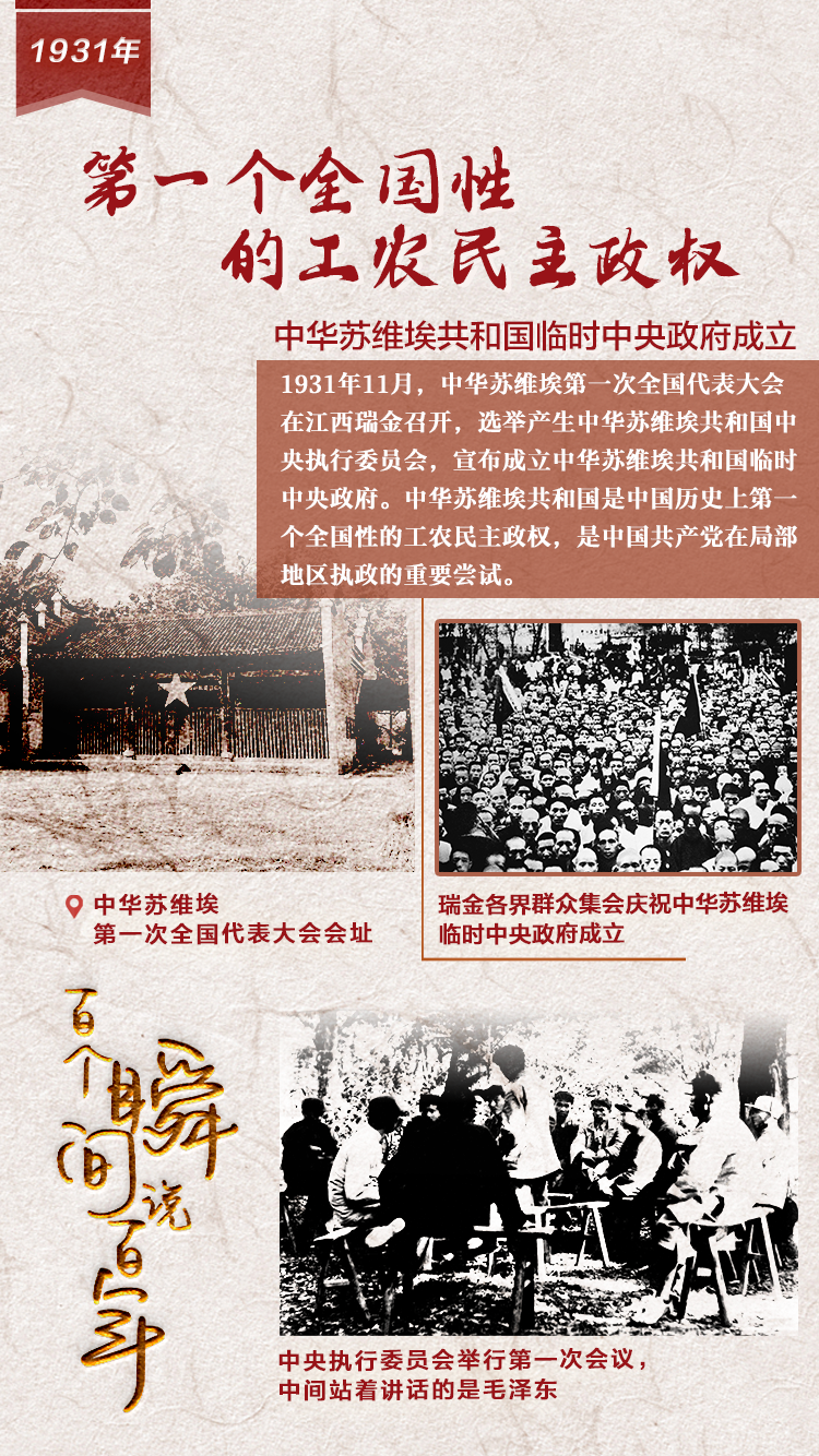 1931，第一個(gè)全國(guó)性的工農(nóng)民主政權(quán)