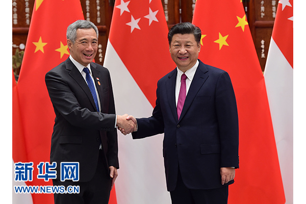 9月2日，國(guó)家主席習(xí)近平在杭州會(huì)見(jiàn)新加坡總理李顯龍。新華社記者張鐸攝