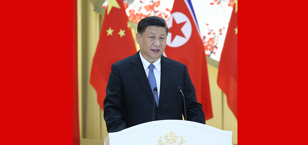 習(xí)近平出席朝鮮勞動黨委員長、國務(wù)委員會委員長金正恩舉行的歡迎宴會